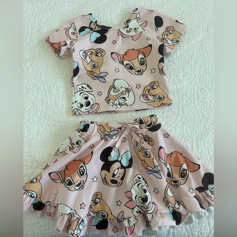 Kids Disney Character Matching Skort Set - Pink